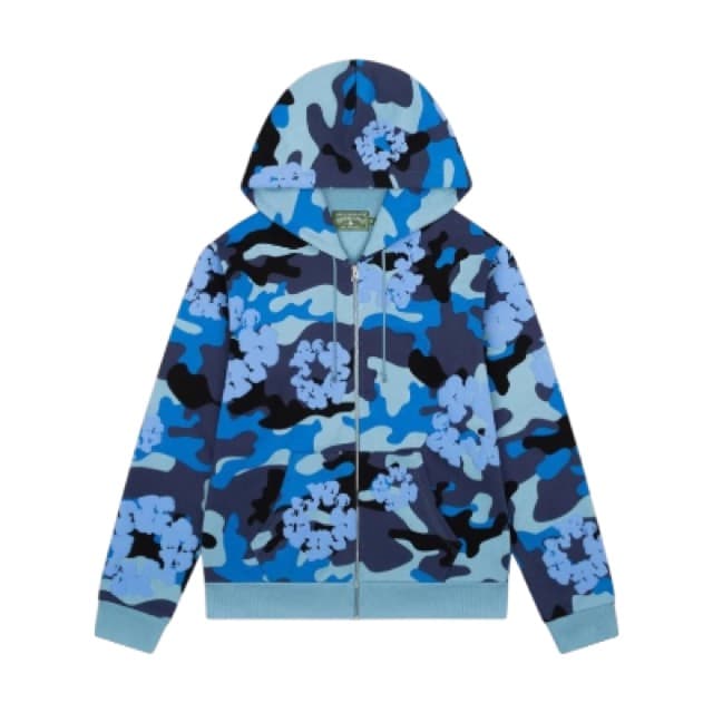 Denim Tears The Cotton Wreath Zip Sweatshirt Blue Camo